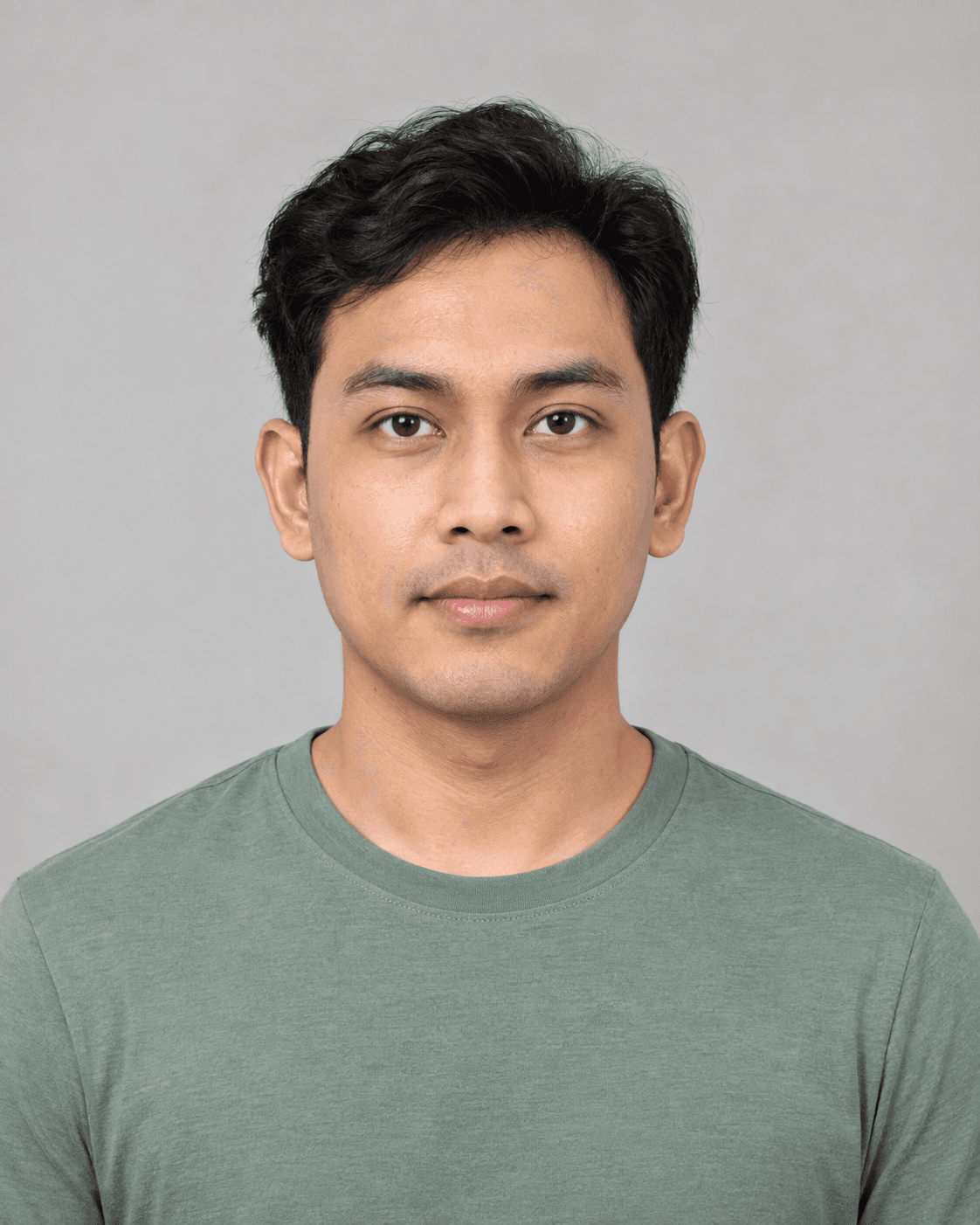 AI-generated pose example: Face forward, looking directly at the camera.